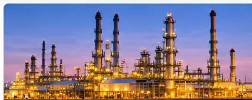 Oil refinery at dusk
