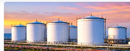 Oil storage tanks at a terminal